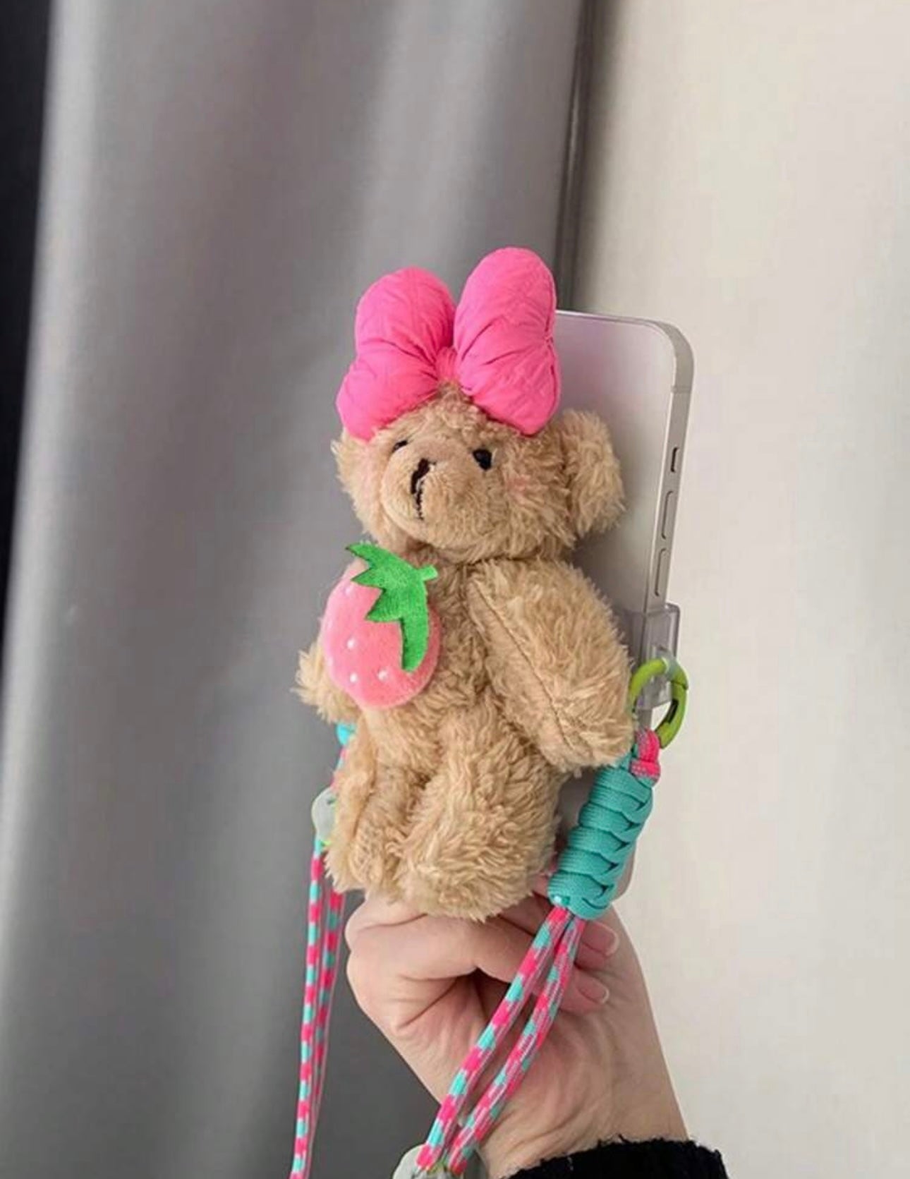 Cute Bear Plush Keychain, Phone Strap, Crossbody, Phone Case Clip, Anti-Lost Portable Charm