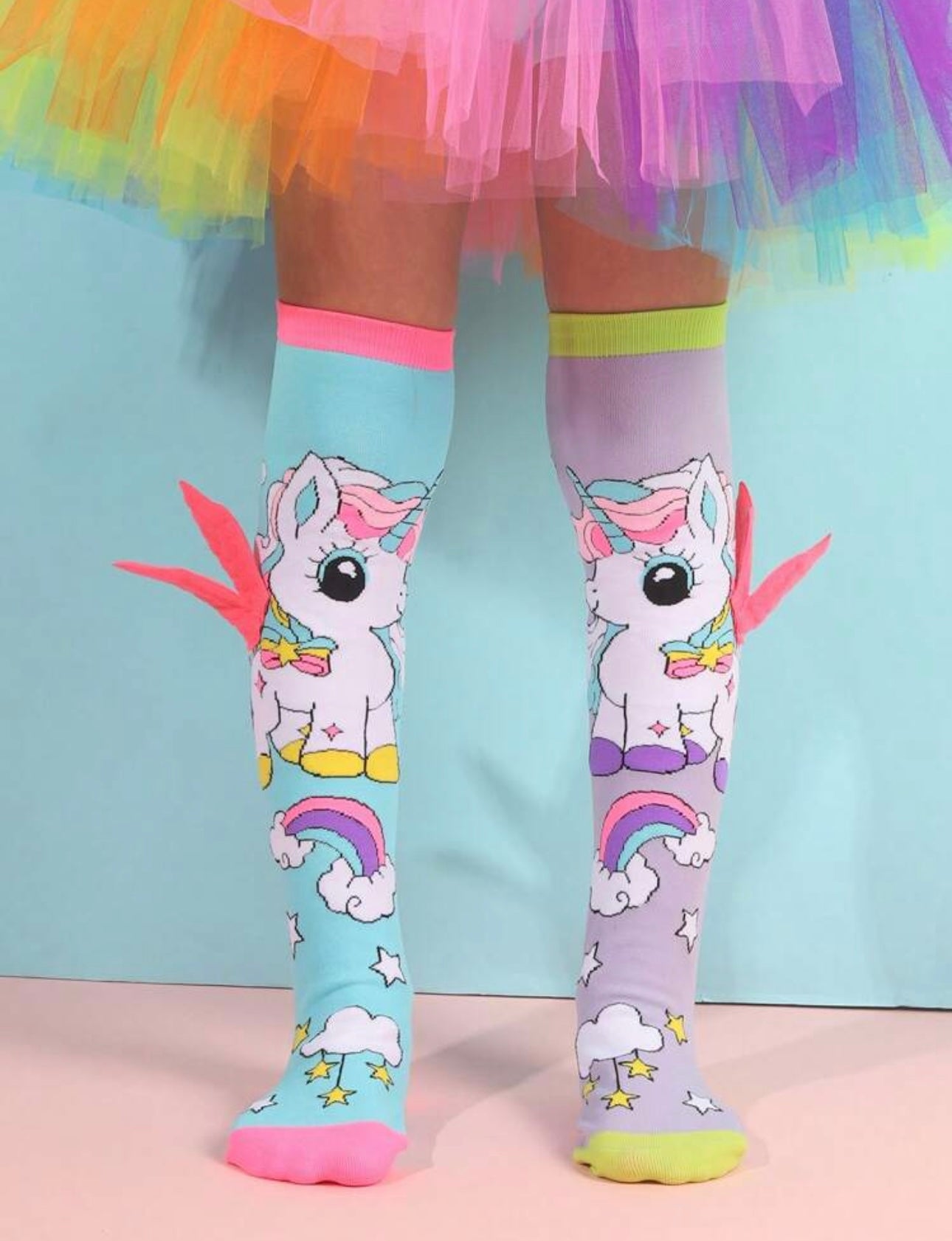 1 Pair Of Cute Purple AB Unicorn Knee High Socks Suitable For Girls' Daily Outfits And Gifts