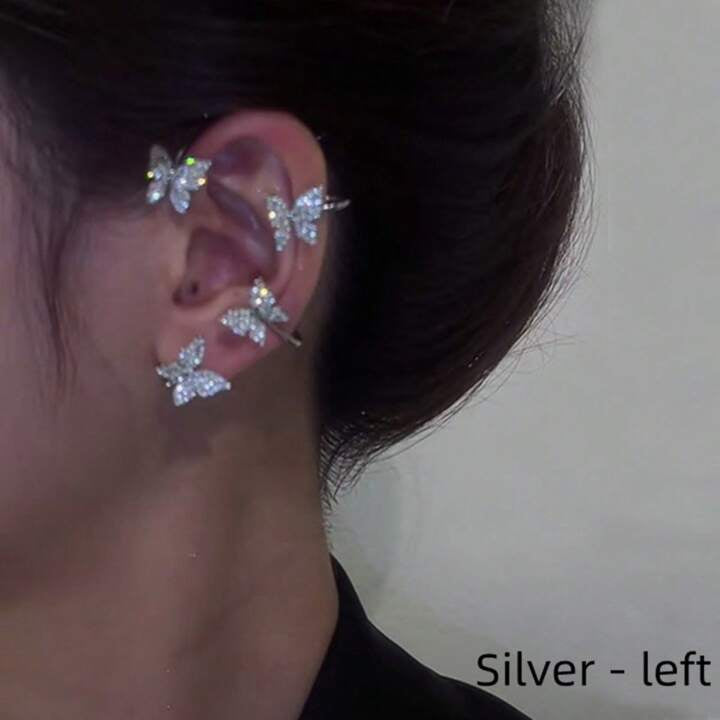 1 Sweet And Cool Hot Girl Style Silver-Plated Geometric Butterfly Ear Clip For Women