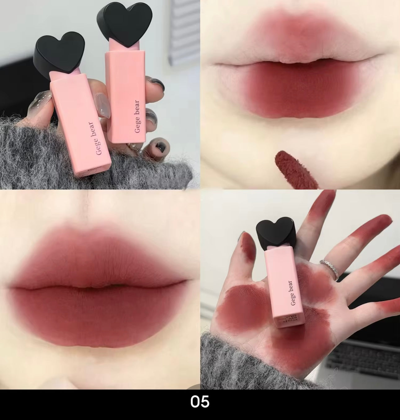 Black top heart lip color