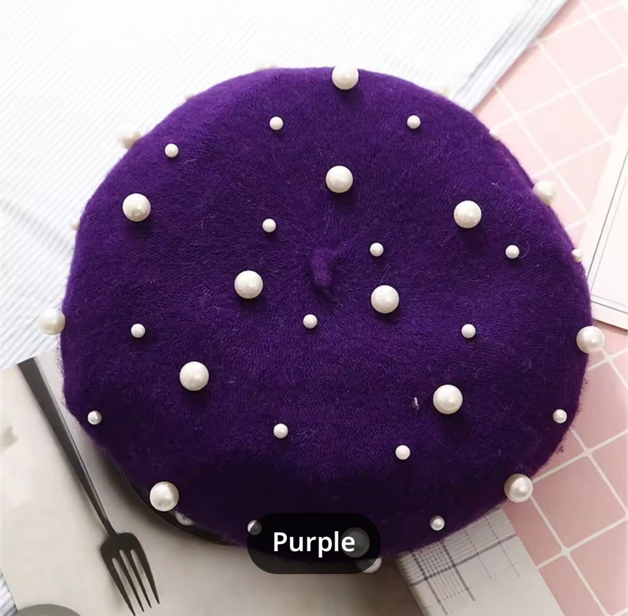 Pearl Beret Cap