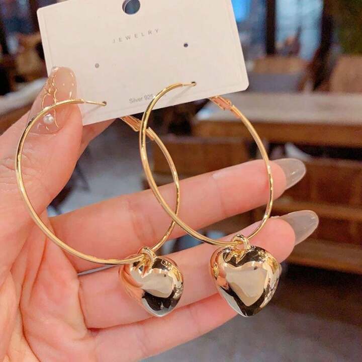 Gold heart circle earings GE5