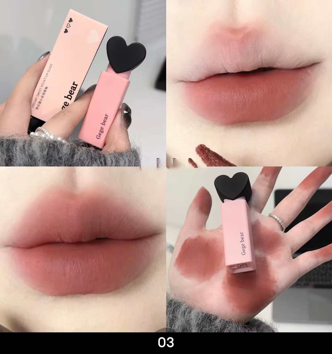 Black top heart lip color