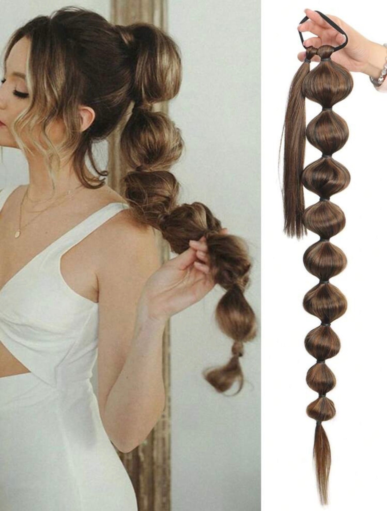 Bubble Ponytail Extension Synthetic Warp Around Ponytail Hair Extensions For Women Lantern Bubble Ponytail Natural Black Brown