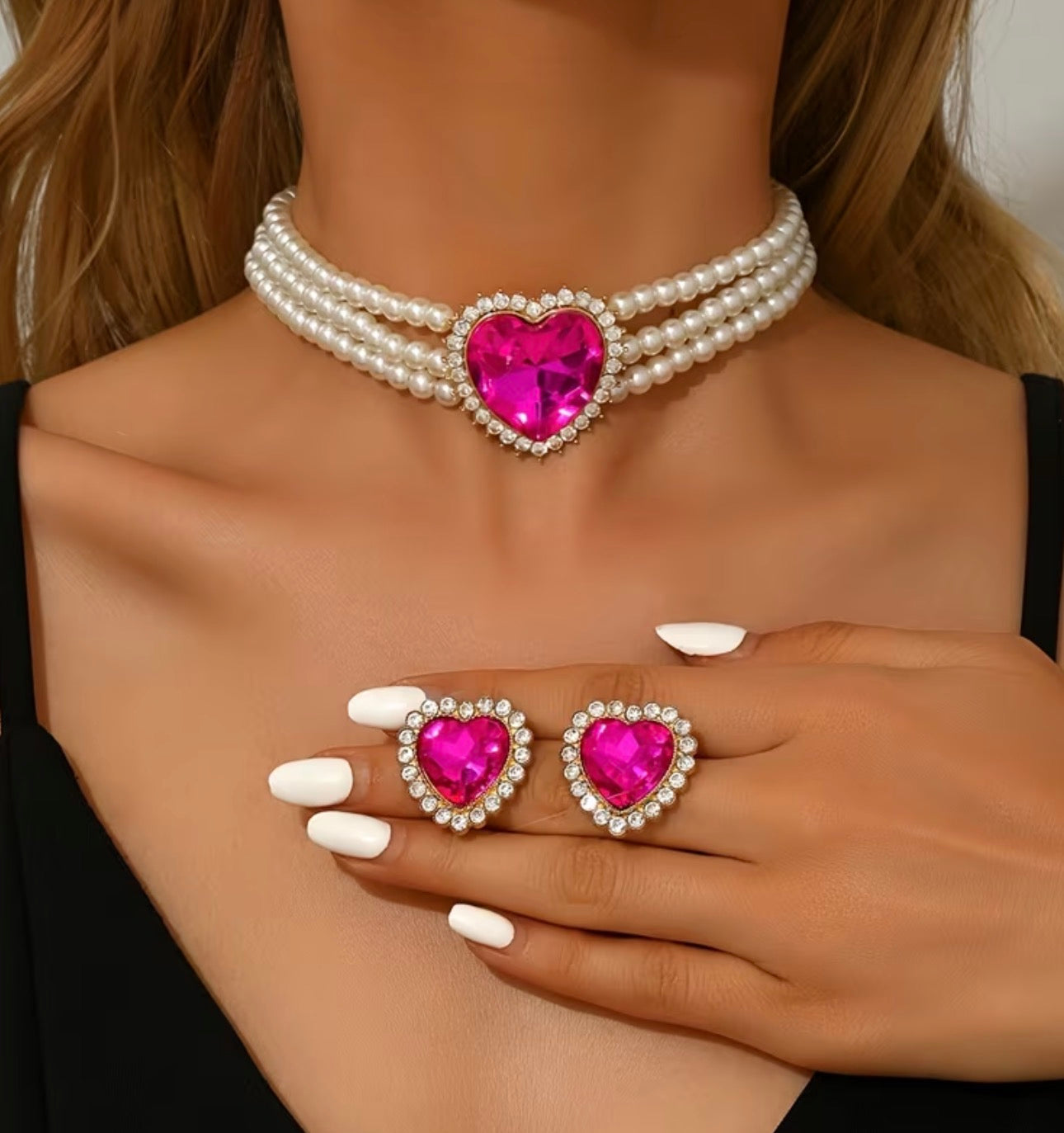 Pearl pink heart set