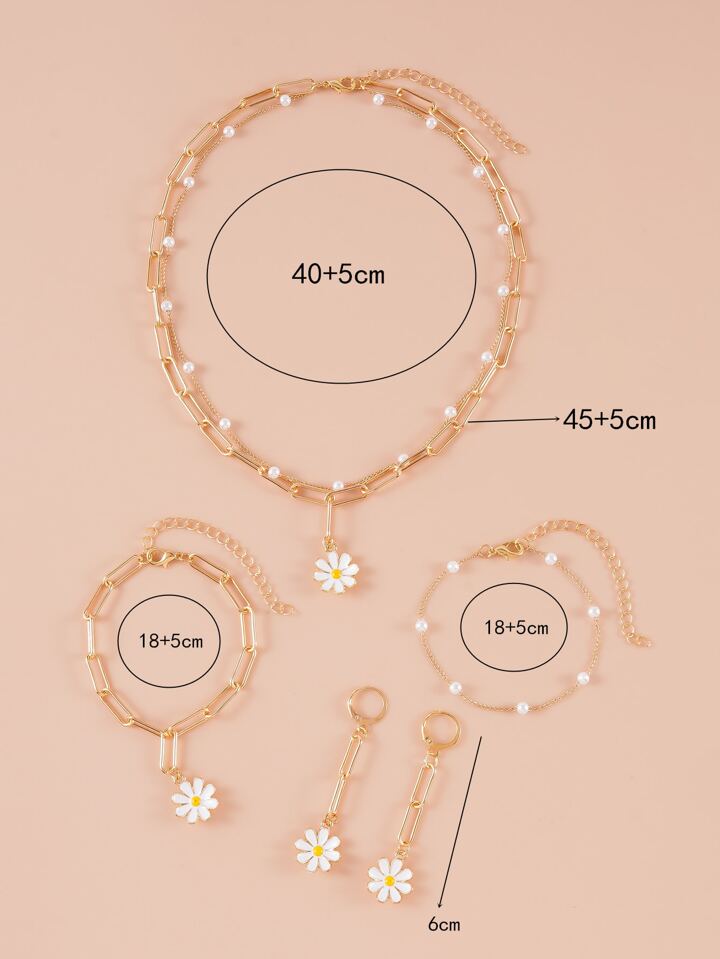 5pcs Flower Decor Jewelry Set