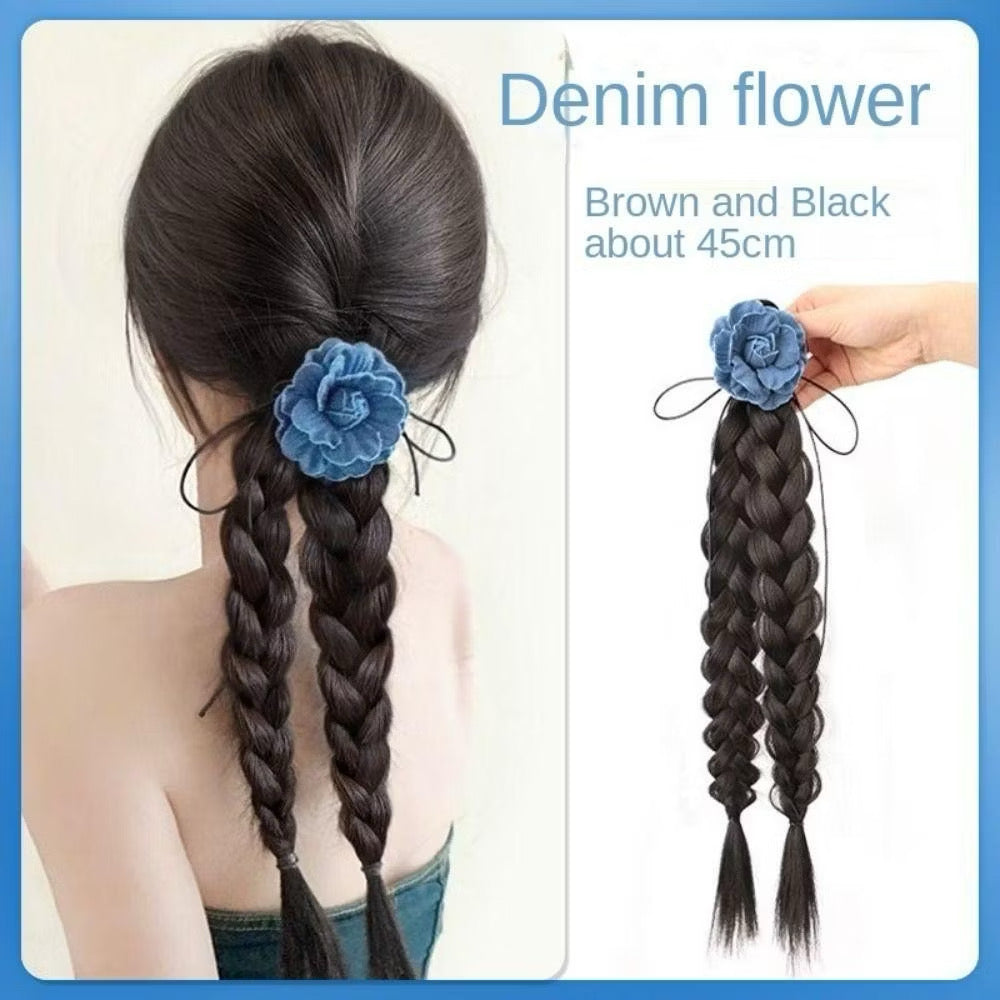 Denim Flower Rubber Band