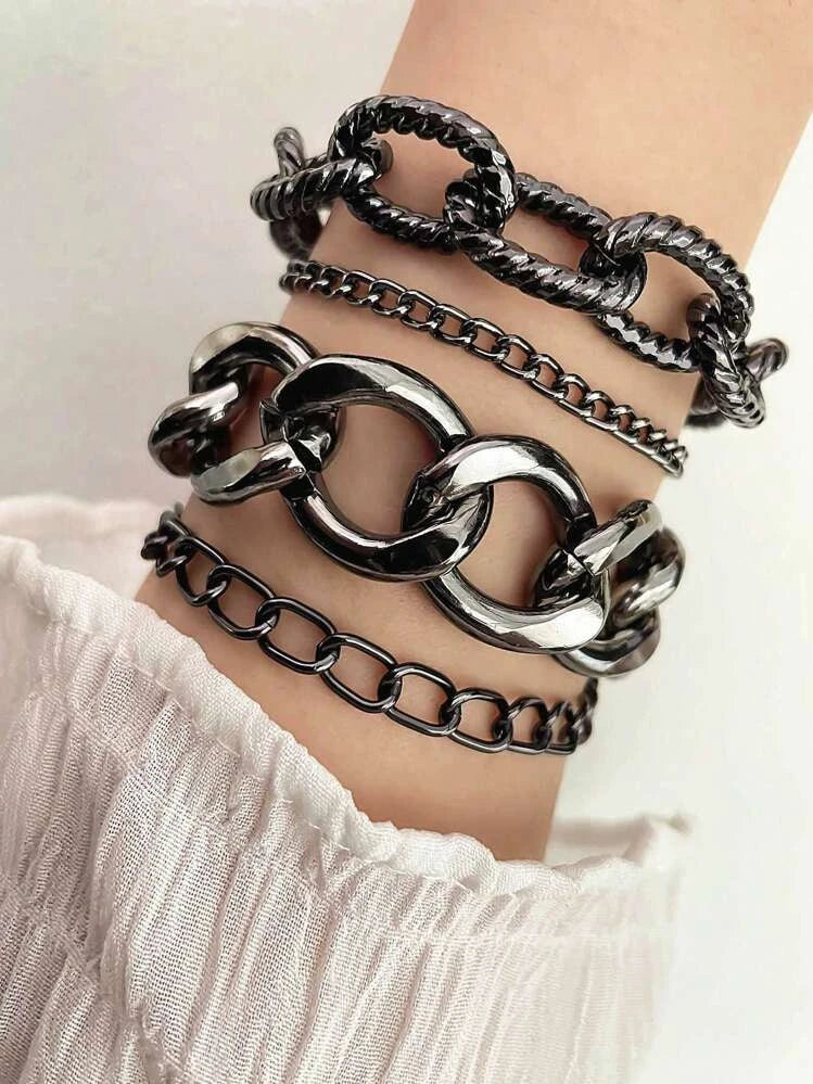 4pcs/Set Fashion Minimalist Textured Bracelet