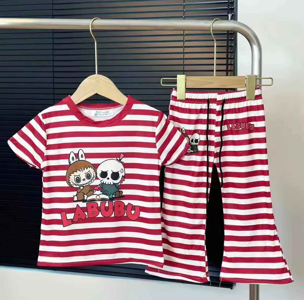 Labubu kids stripe set