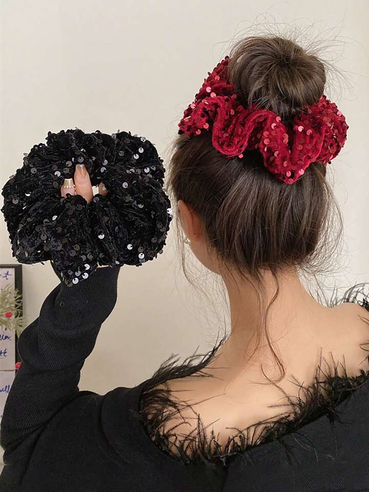 Vintage Sequence Scrunchie