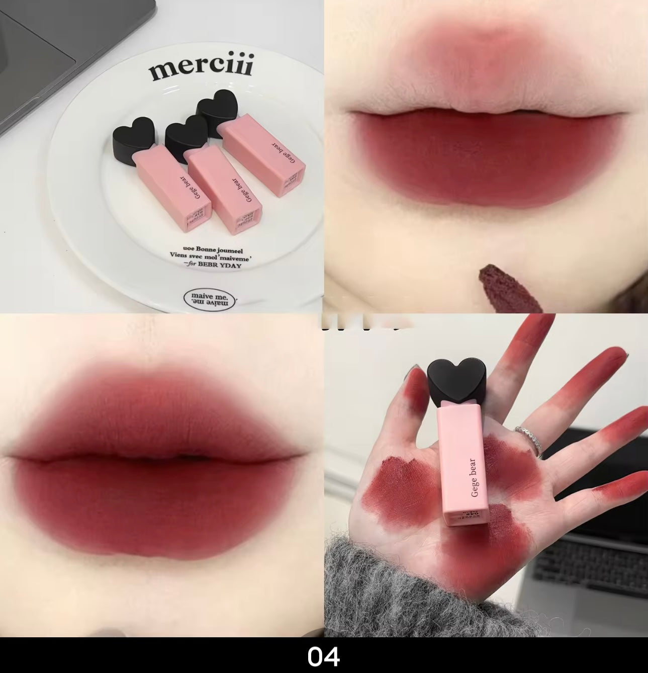 Black top heart lip color