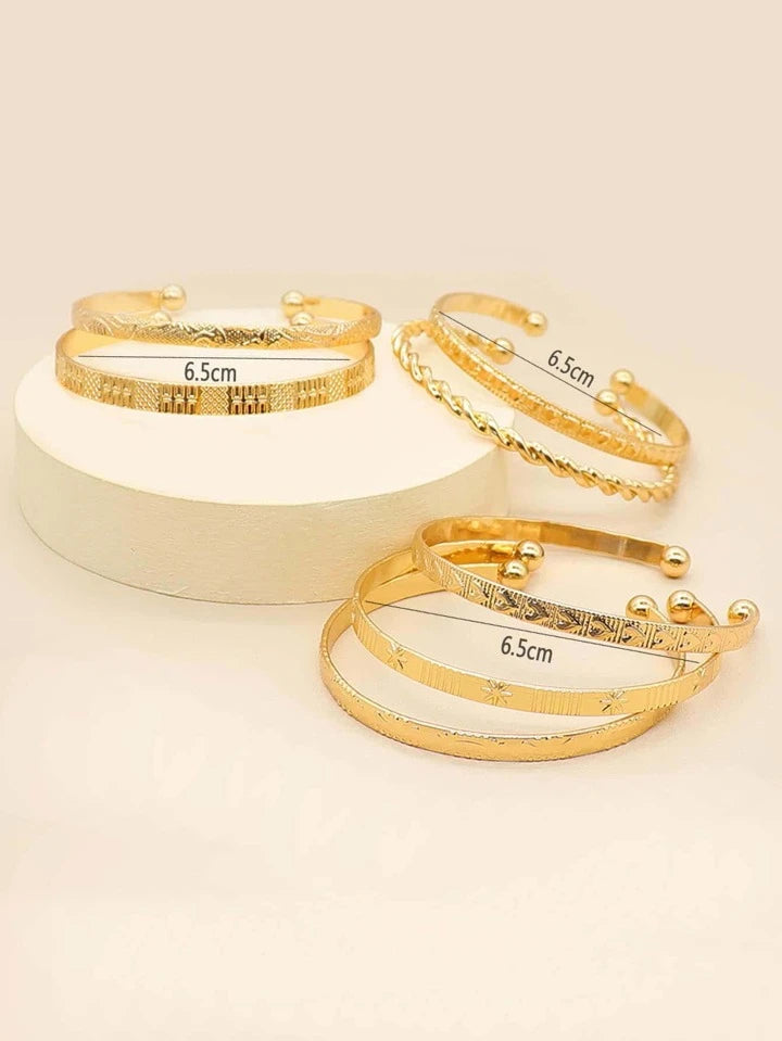 7pcs Heart & Star Pattern Cuff Bangle