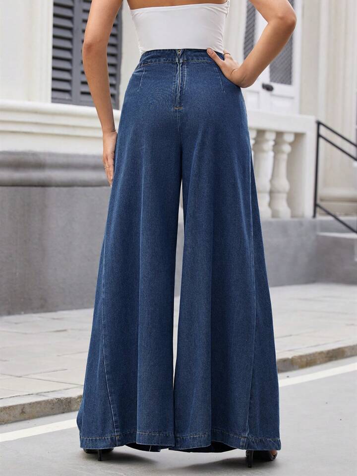 Women's Fashion Solid Color Wide Leg Jeans