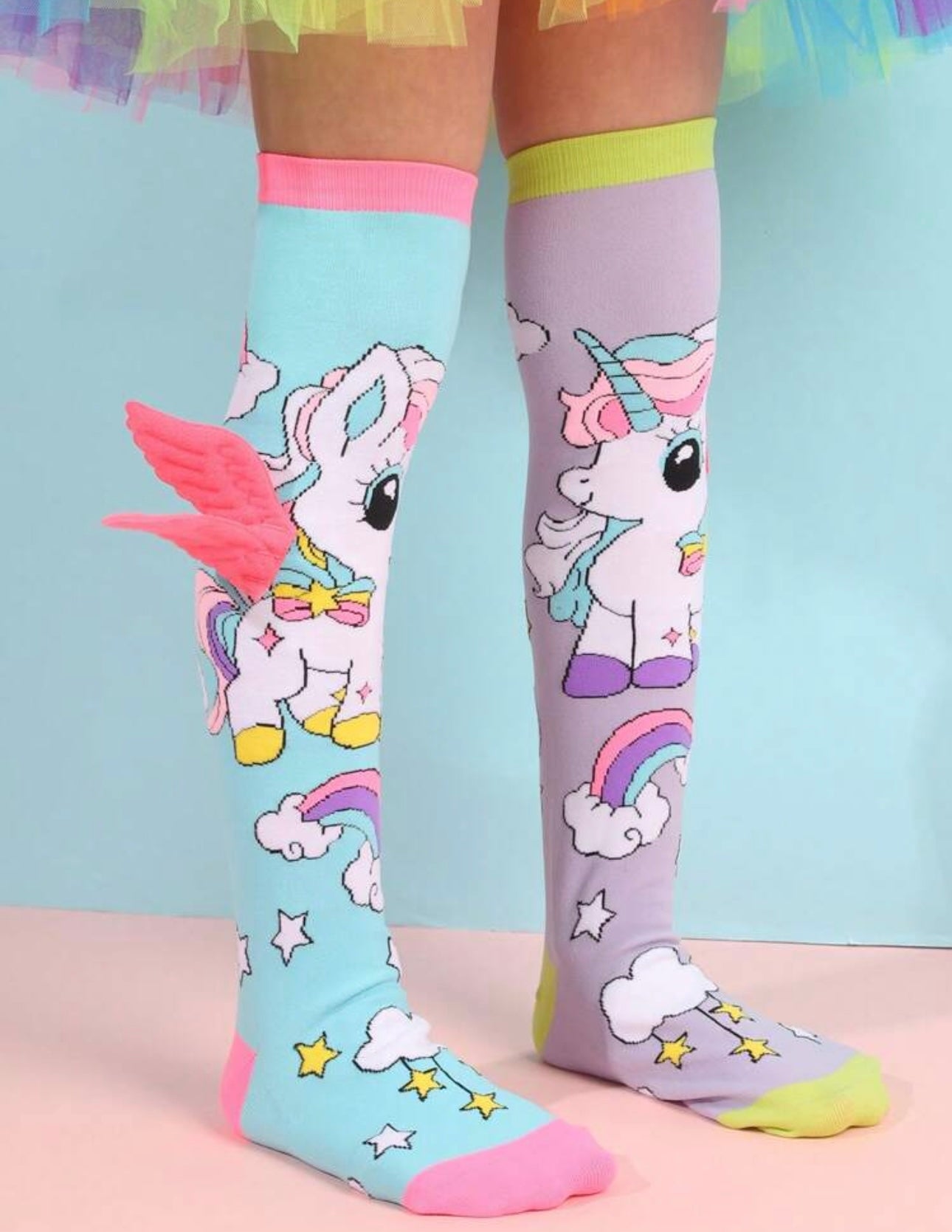 1 Pair Of Cute Purple AB Unicorn Knee High Socks Suitable For Girls' Daily Outfits And Gifts