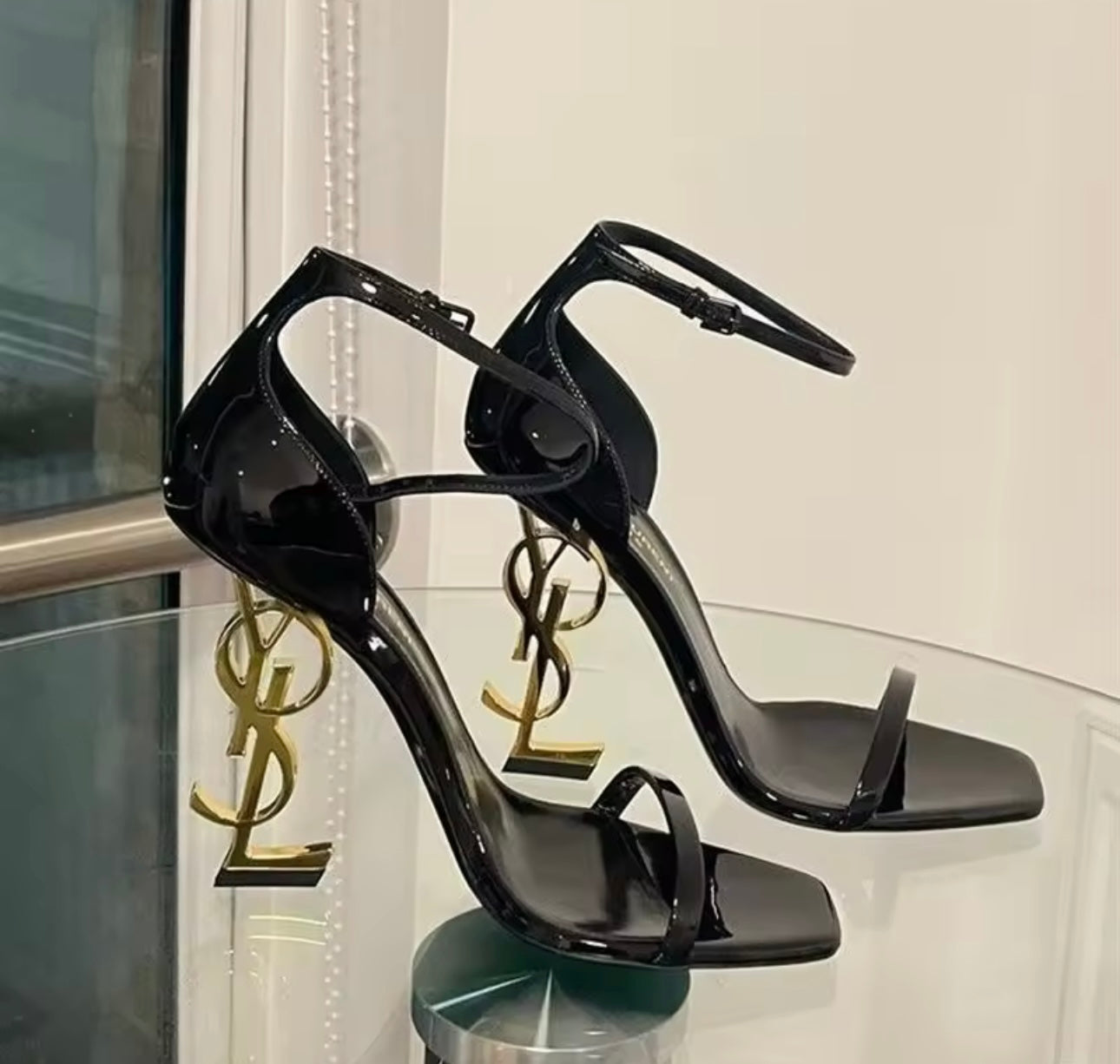 First Copy Ysl Sandals Dupe Saint Laurent Patent Leather Opyum Ysl