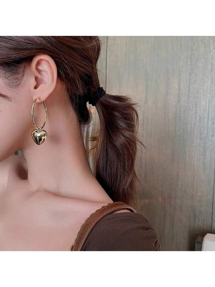 Gold heart circle earings GE5