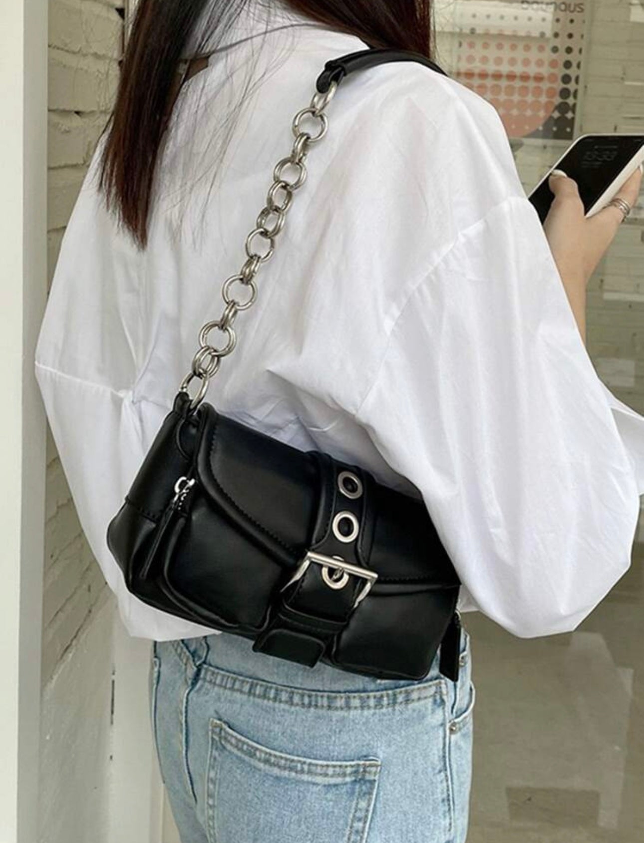 Vintage Soft Leather Motorcycle Bag, Unique And Versatile Style, Large Capacity With Multiple Front Pockets