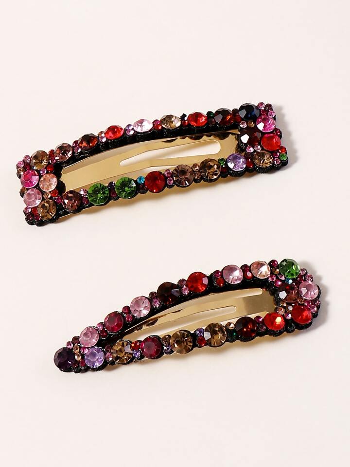 2 pc Multi rhinestone clips