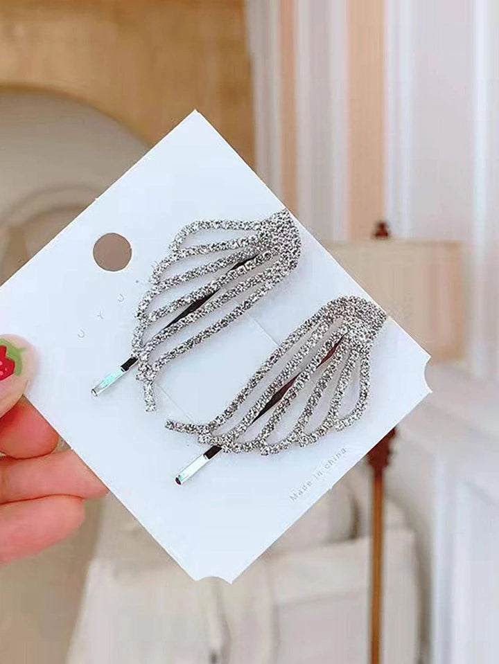 Feather rhinestone clip