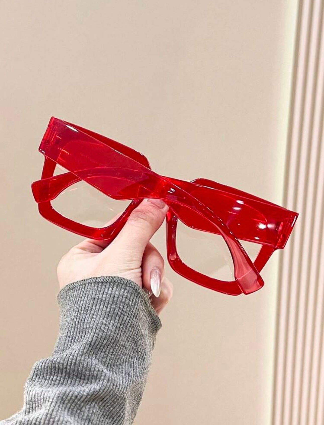1pc Plastic Frame Big Square Transparent Fashion Clear Lens Glasses