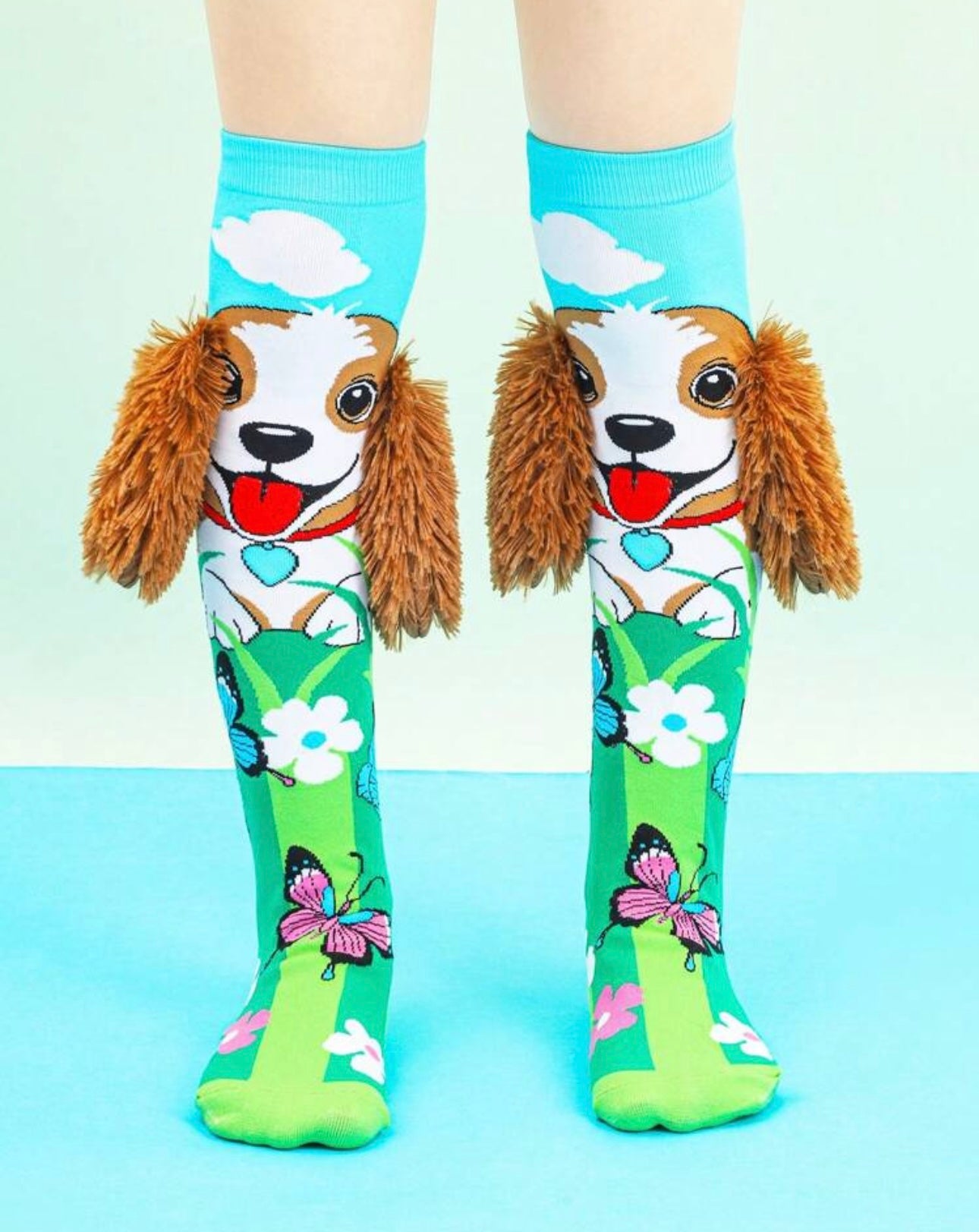 A Pair Of Cute Cartoon Puppies With Big Ears And Three-Dimensional Accessories, Knee High Stockings Suitable For Daily Party Wear