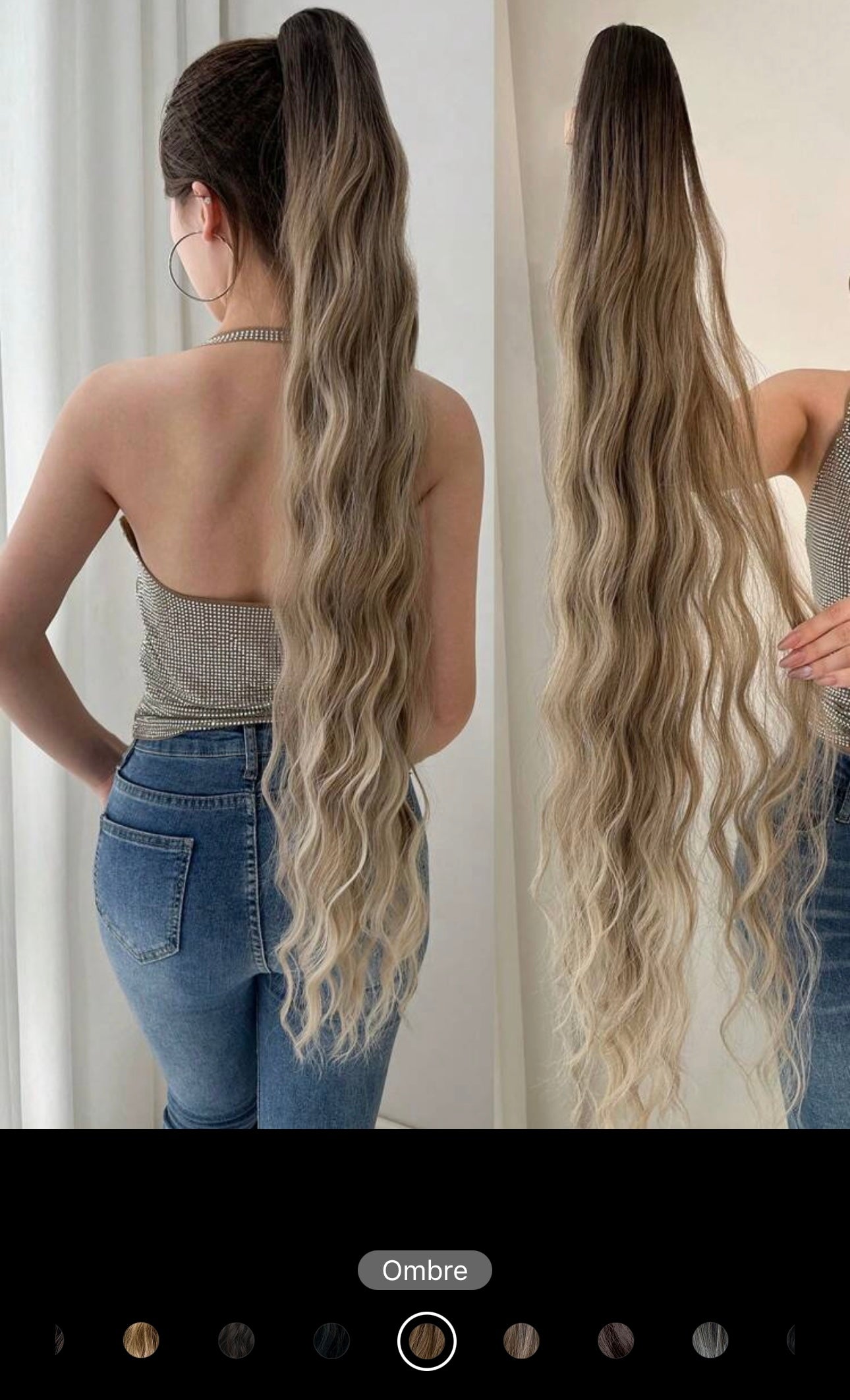 Claw Ponytail Extension 32 Inch Brown Blonde Color Water Wave Wavy Curly Clip In Hair Extensions Soft Natural Looking Synthetic Hairpiece For Women