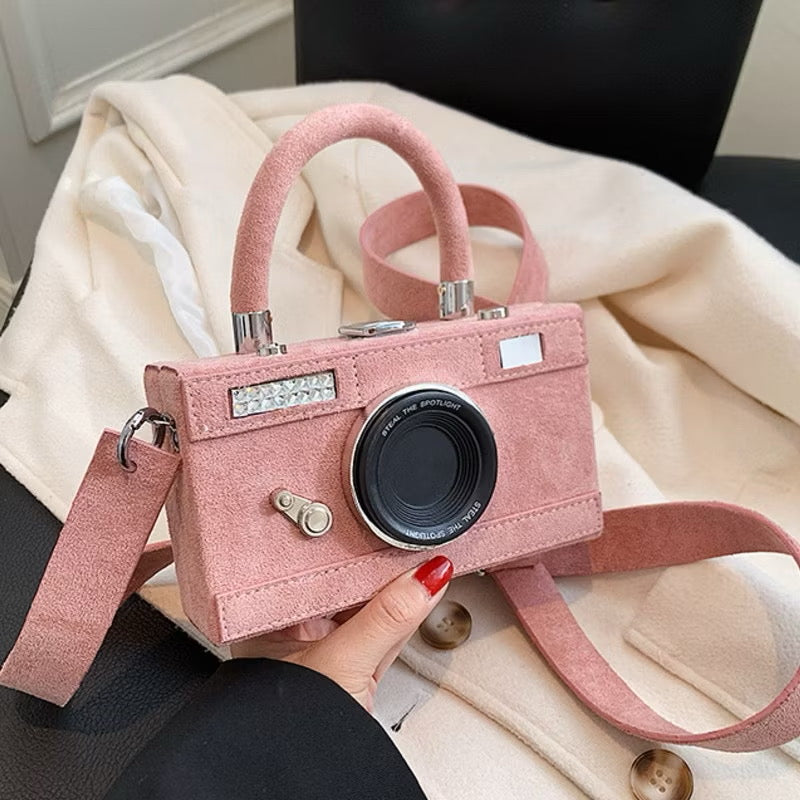 Suede camera bag