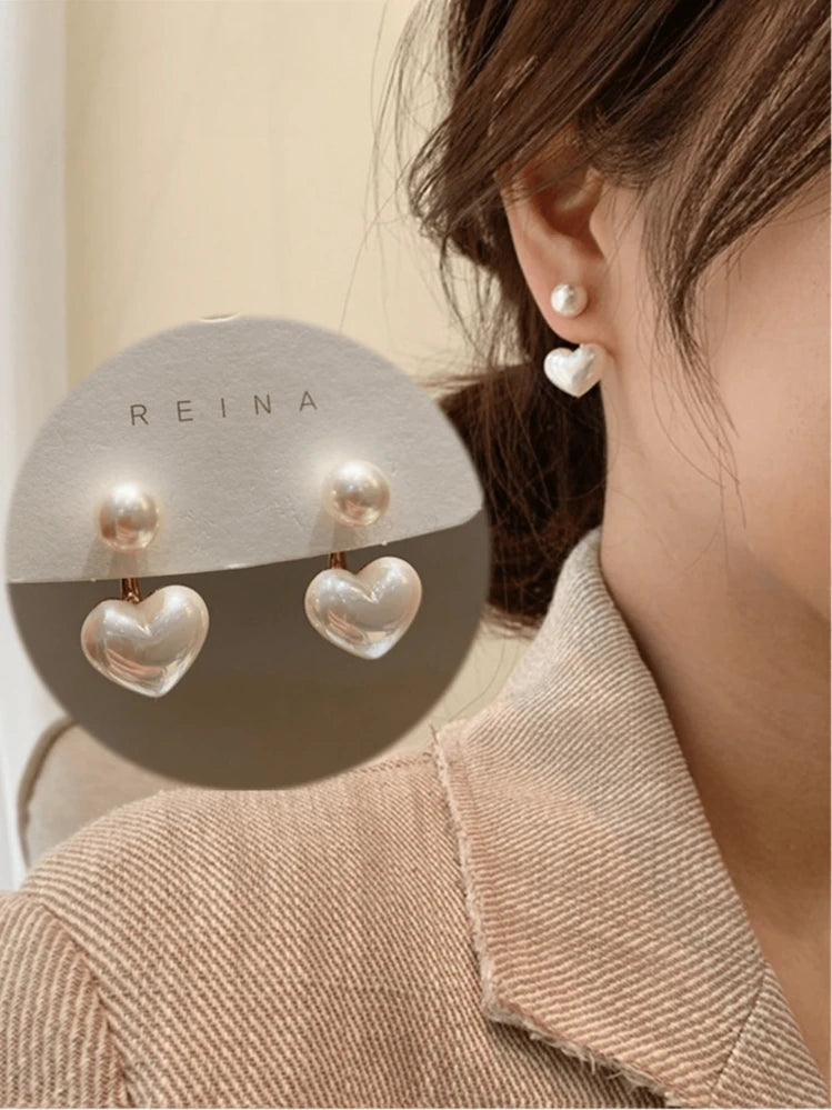 Drop heart earings