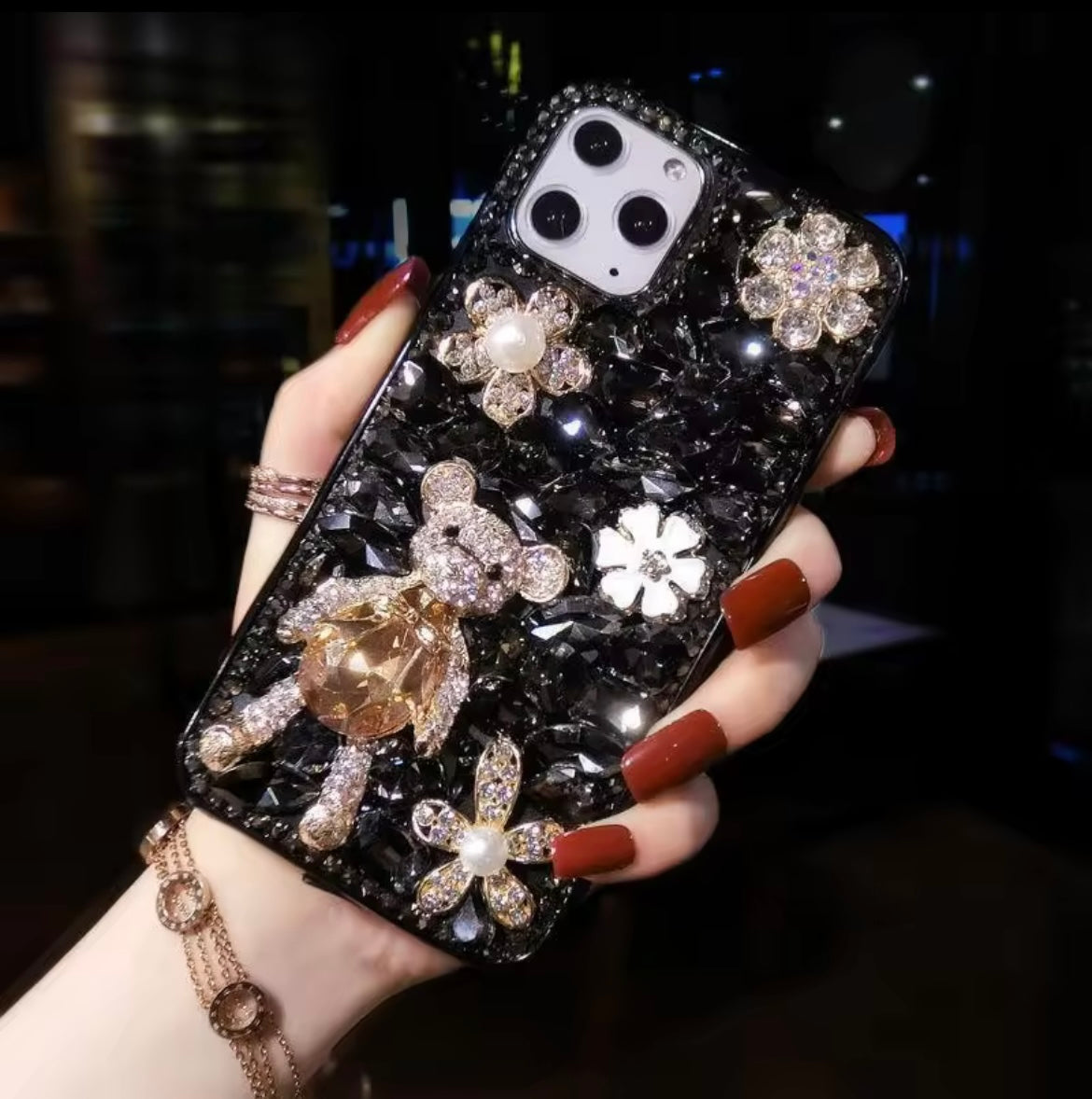 Rhinestone Teddy Phone Cover