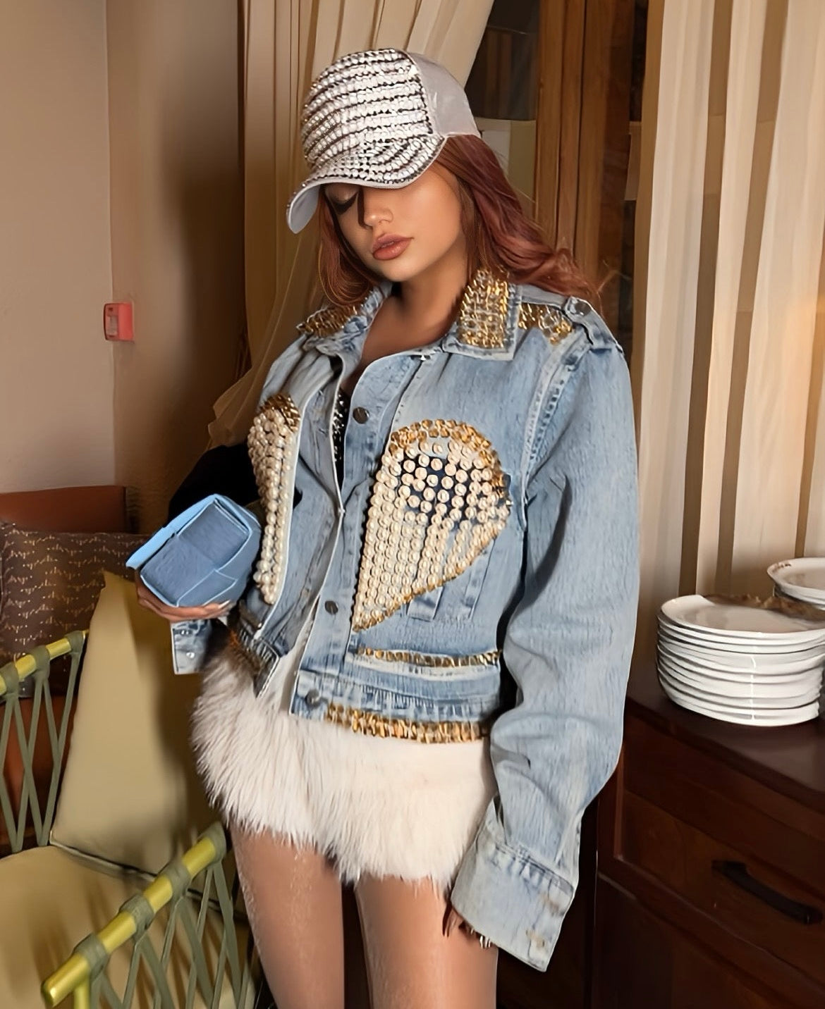 Pearl Heart Denim Jacket