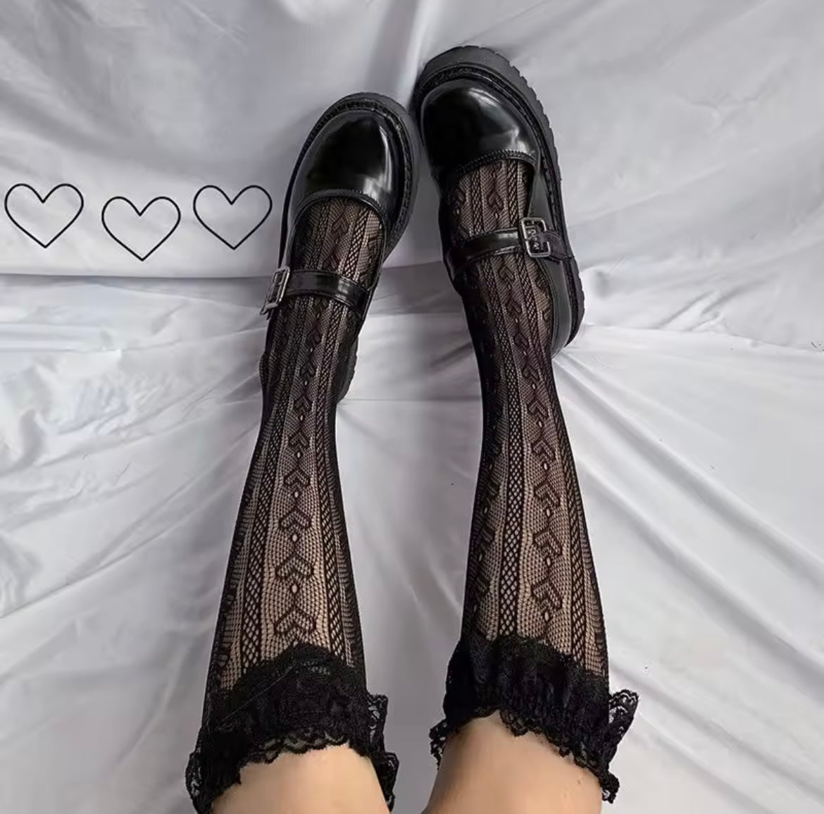 Heart Net Frill Socks