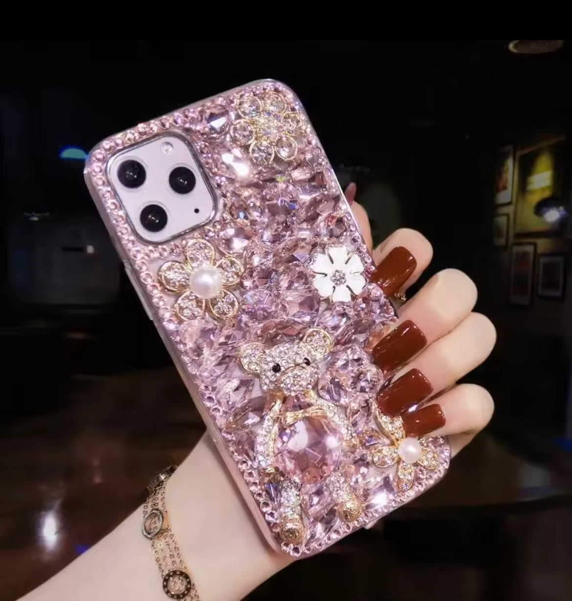 Rhinestone Teddy Phone Cover