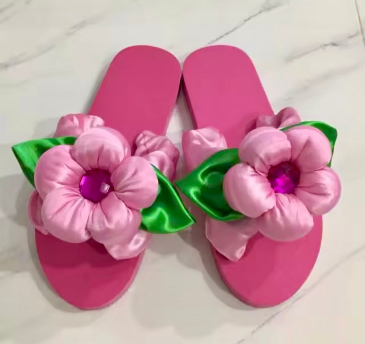 Satin Flower Slippers