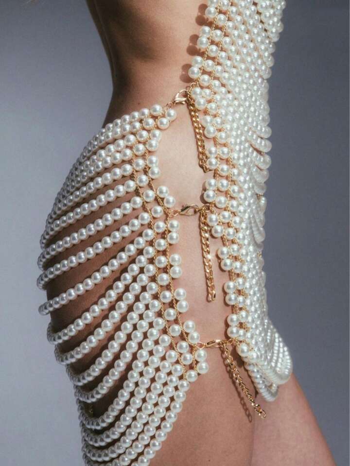 Faux pearls dress