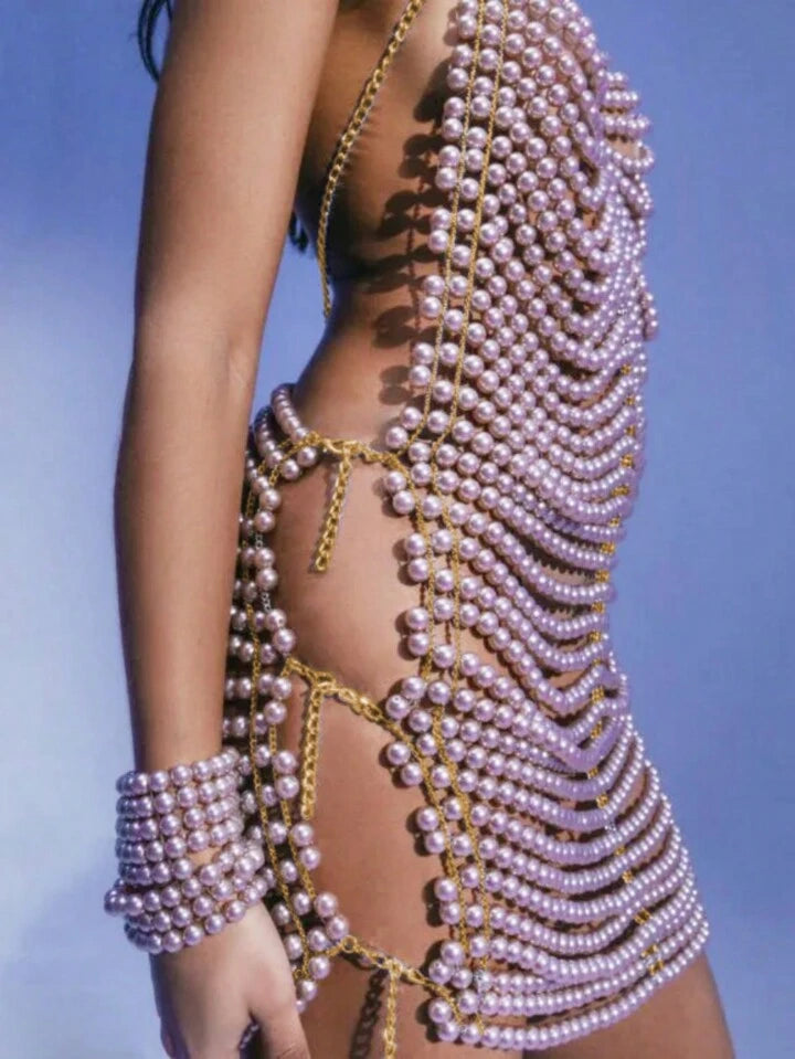 Faux pearls dress