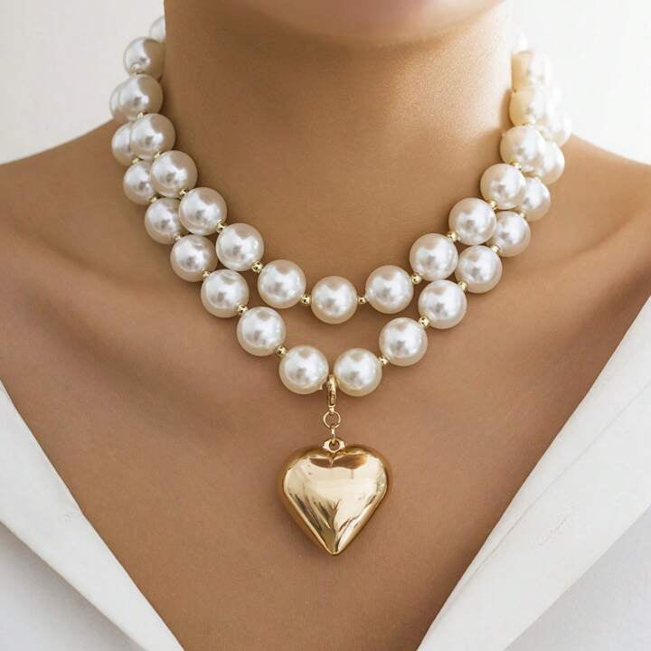 Pearl heart Neckpiece